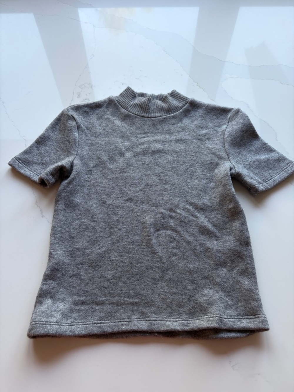 Zara Short Sleeve Mock Neck sweater Top - Gray
